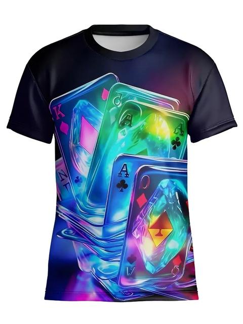 New 3D Poker King Pattern Casual Short Sleeve T-shirt Men's Comfortable T-shirts Streetwear