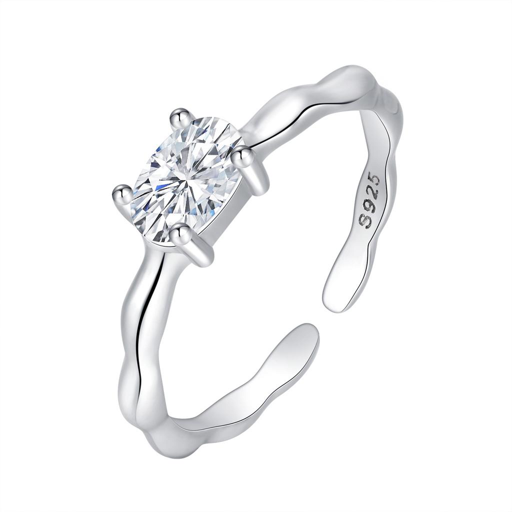 NEW Fashion Oval Four-Prong Opening Adjustable Couple Rings for Women 100% Original Anniversary Gift Jewelry