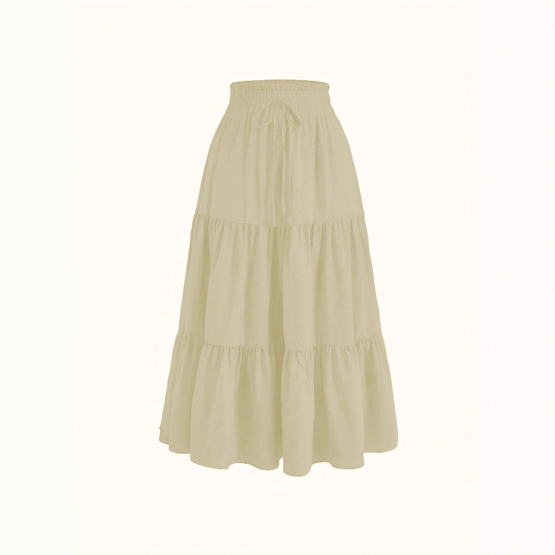 

European & American Style Pleated Half Skirt Medium вершковий/білий