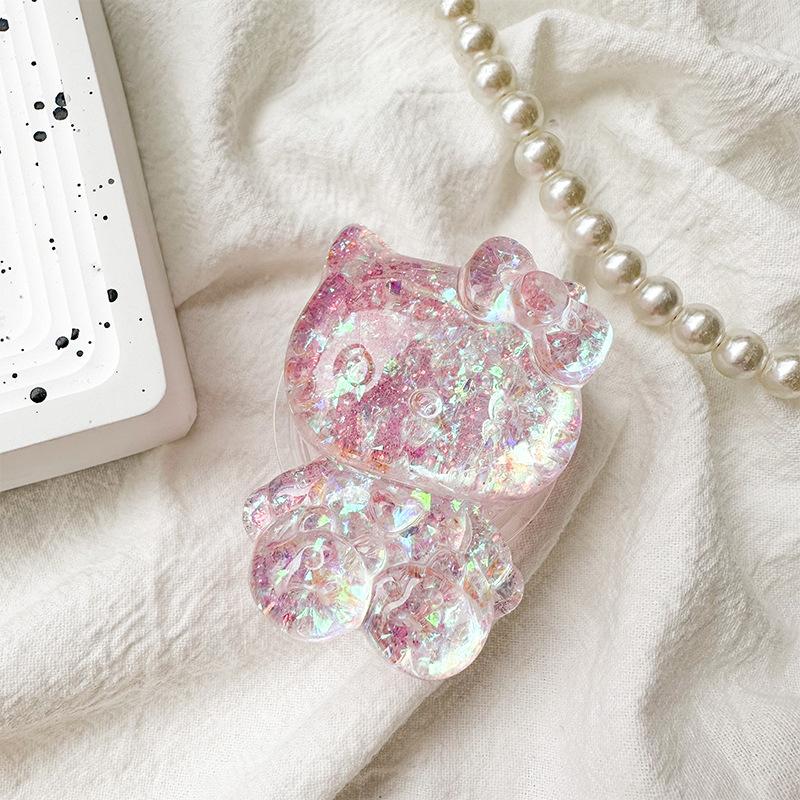 Cartoon Laser Colorful Kt Cat Mobile Phone Airbag Bracket Back Sticker Retractable Back Sticker Desktop Cat Support Frame
