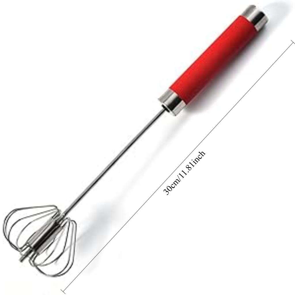 Hand Push Rotary Whisk Blender, Stainless Steel Semi-automatic Egg Whisk - 30cm