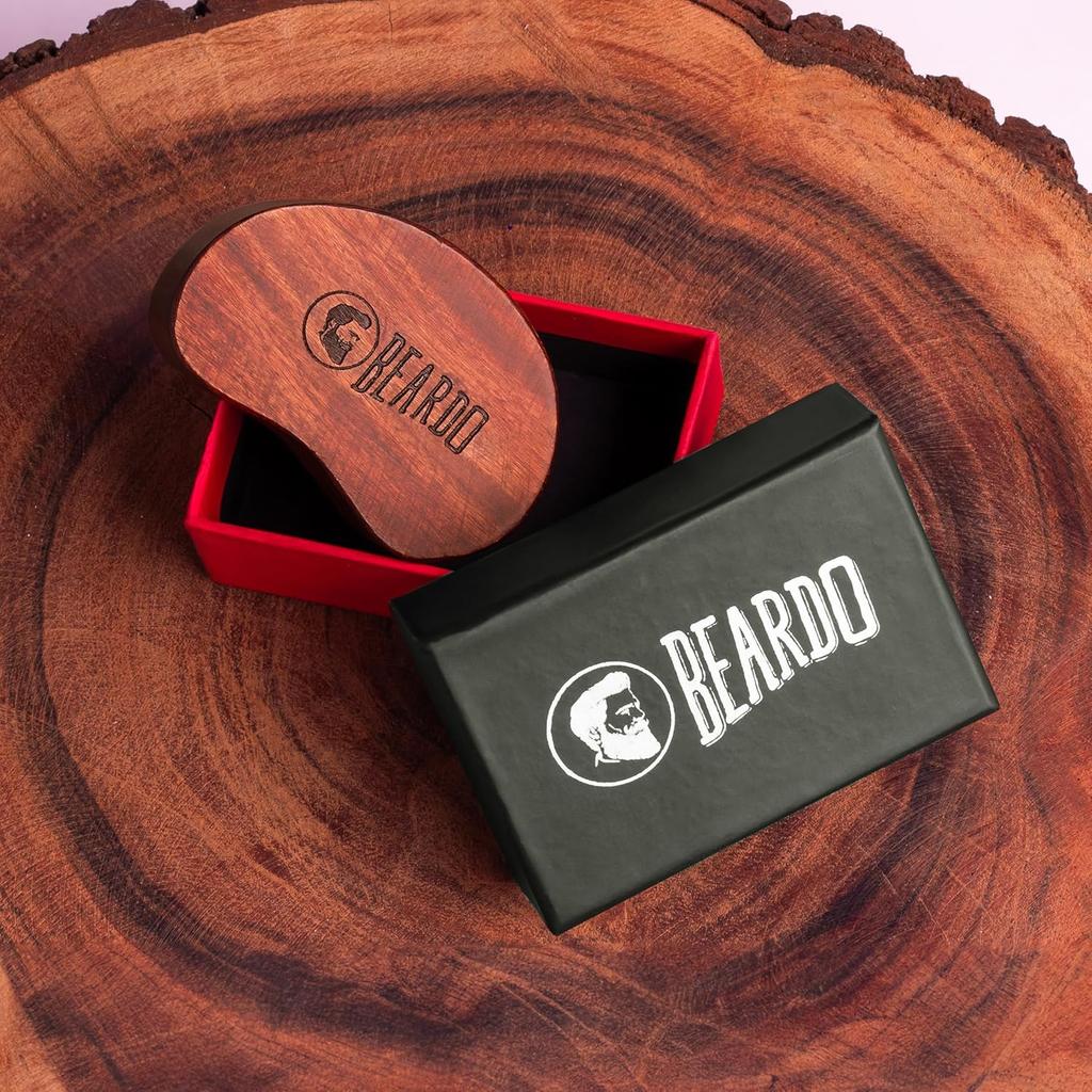 Beardo 100% Boar Bristle Beard Brush for Men | Wooden Grooming Tool | Travel-Friendly Ergonomic Design | Detangles & Styles Beard