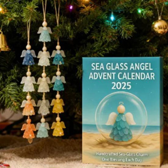 Sea Glass Angel Arrival Calendar 24 Day Countdown Box Unique Window Design Christmas Holiday Decoration for Kids Rooms