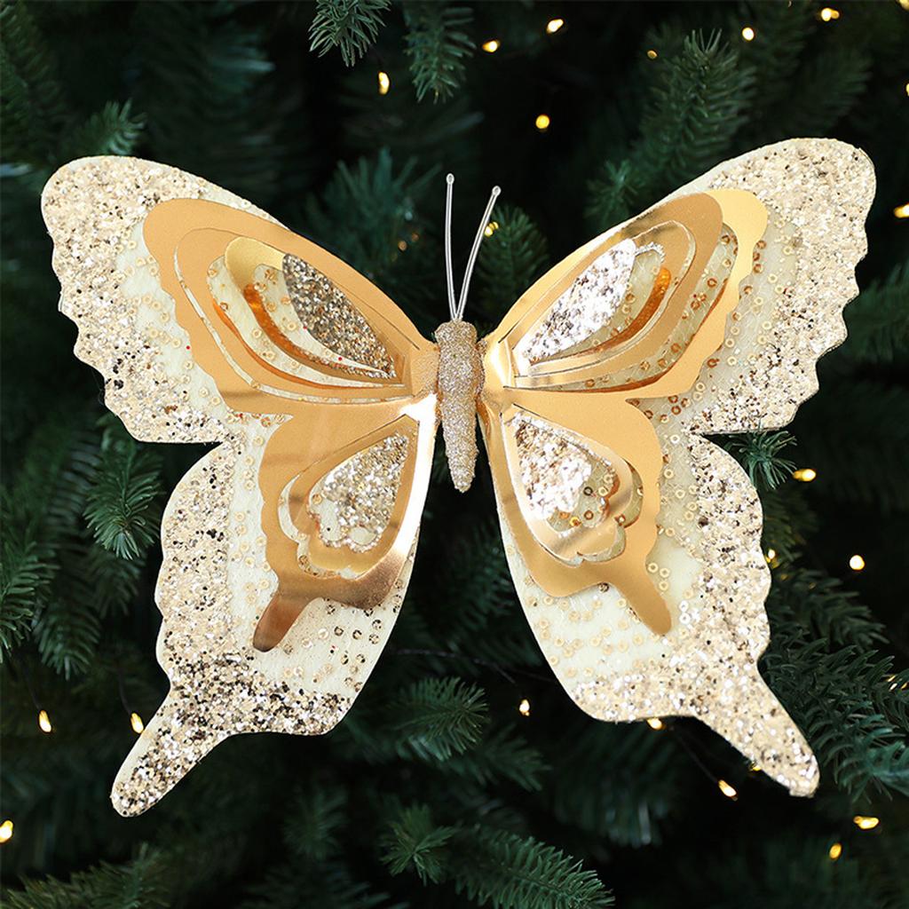 Simulation Butterfly Ornaments Christmas Tree Decoration Sequin Butterfly Christmas Decorations Window