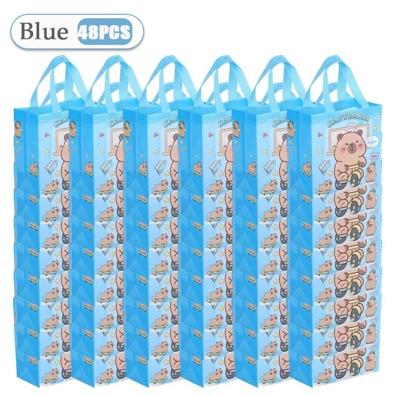 12-48PCS Cute Cartoon Capybara Tote Bag Non-Woven Fabrics Candy Gift Bag Portable Handbag Foldable Shopping Bag Party Supplies