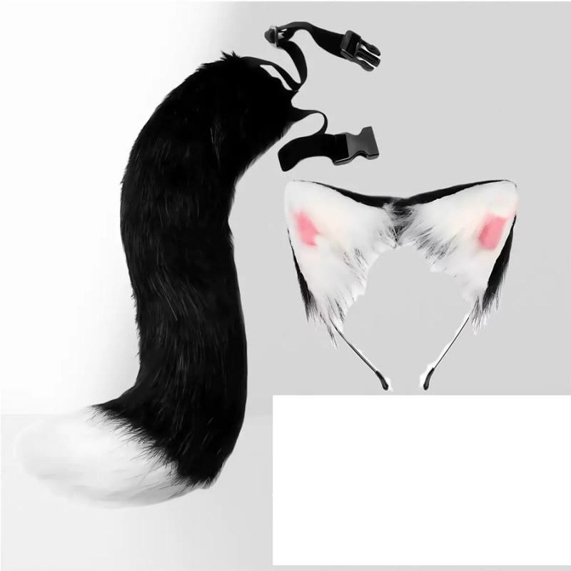 Furry Animal Ear Headband Tail Set Cosplay Costume Accessory Anime Convention Party Adult