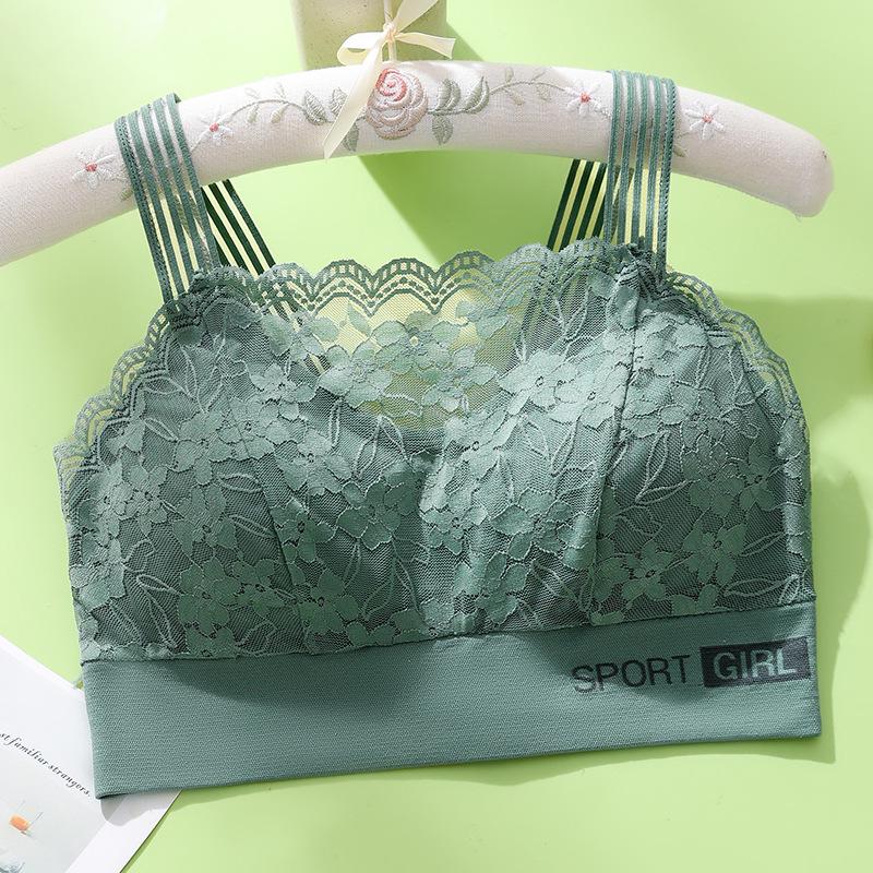 

Танк-бралетт большого размера со спинкой из кружева и нагрудными подушечками - Минимизирующий и защищающий от просвечивания базовый слой XL зелёный