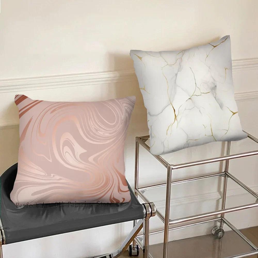 1 Stück Nordic Mode Gold Marmor Kissenbezug Quadratisch Schlafzimmer Sofa Freizeit Komfort Kissen Auto Wohnzimmer Heimdekoration
