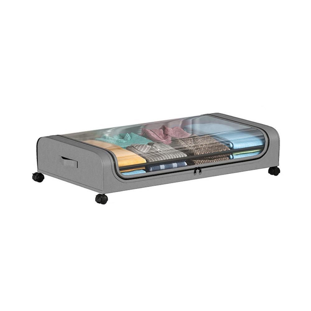 

Large Capacity Bed Bottom Storage Box Space Saving Underbed Bin Quilts Clothing Storage Box Dorm Grey Style A