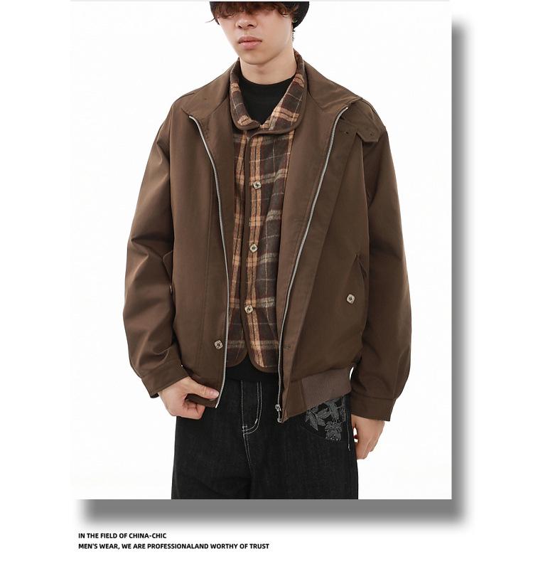Men's Retro Plaid Stand-Up Collar Jacket - Autumn/Winter Trendy Couple Top