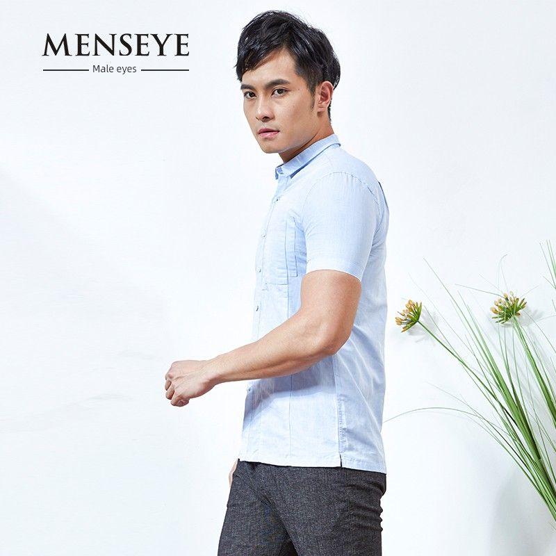 Menseye Menseye Square Collar Leisure Professional Short Sleeve