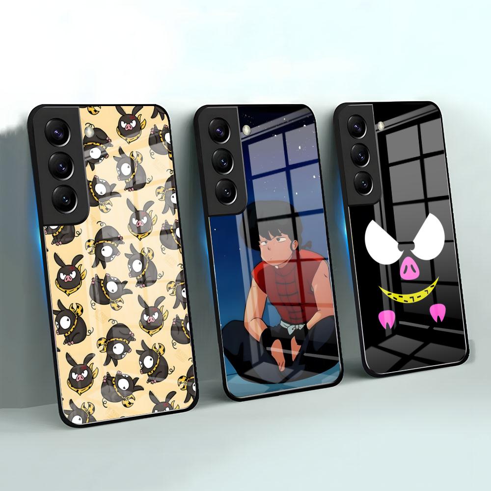 Cartoon R-Ranma 1 2 Phone Case For Samsung S26 S25 S24 FE S23 S22 S21 Plus S20 Ultra Note20Ultra Black Glass Cover