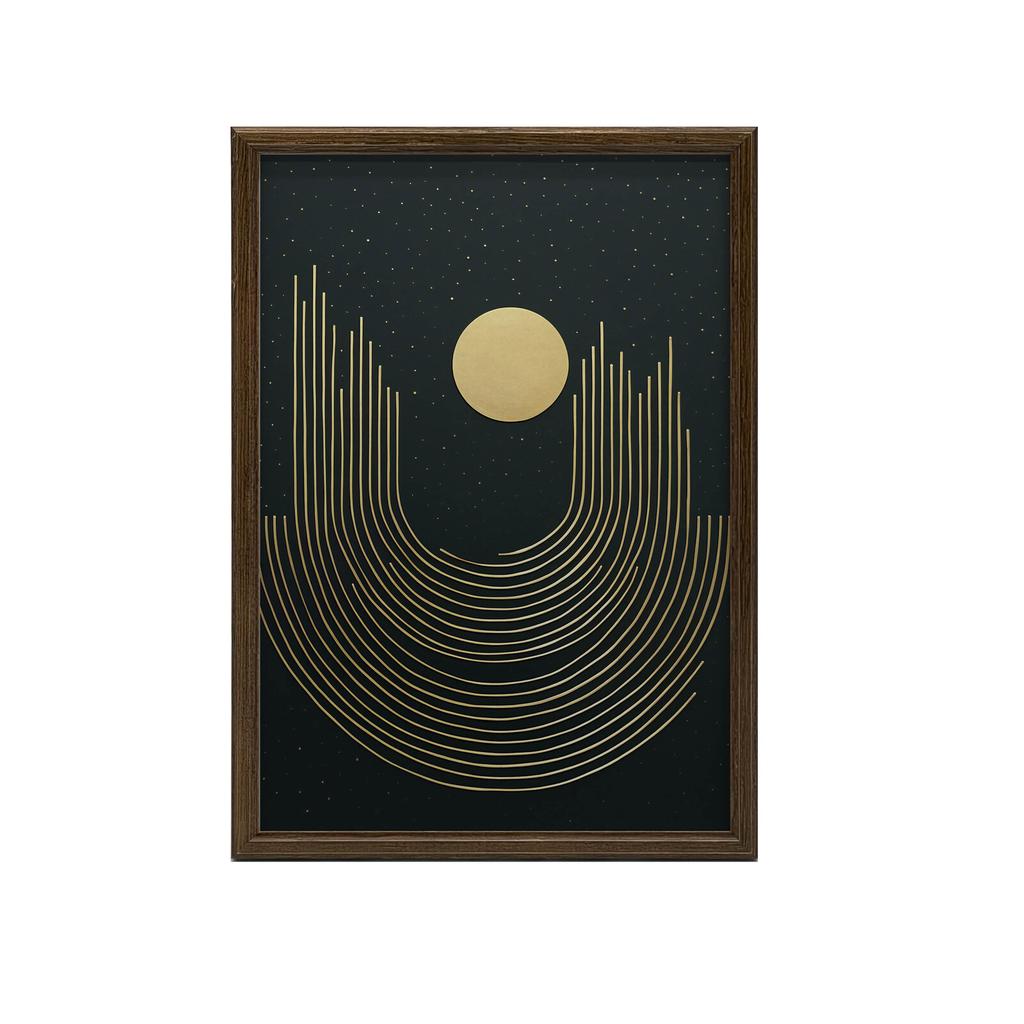 Złota Geometria Złota Geometria, 30X40 Cm, Rama Drewniana Ciemny Brąz, Papier Matowy 230 Gsm