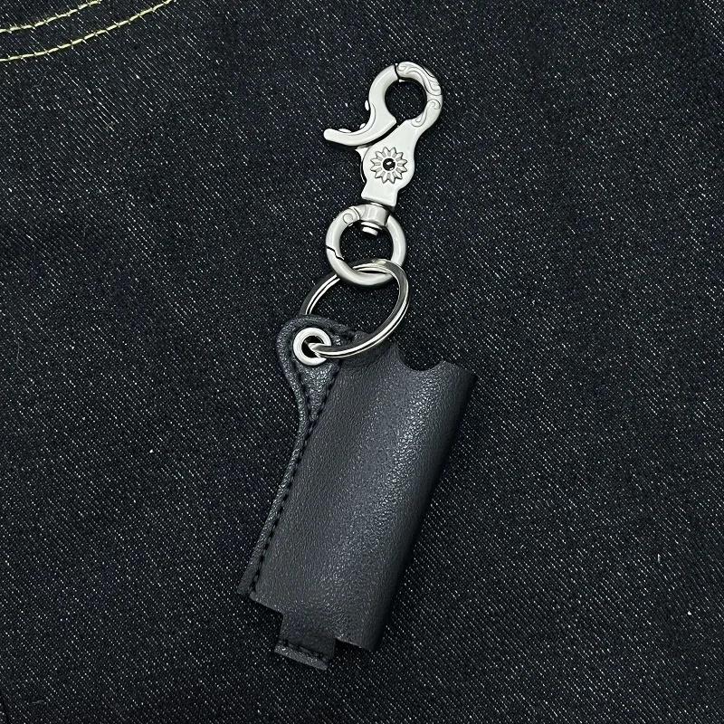 Simple Leather Case Protective Cover for Lighter Keychain Accessory Unisex Metal Lighter with Keychain Simple Design