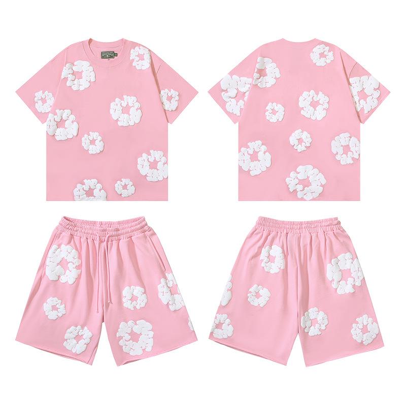 3D Foam-printed Short-sleeved Set, American-style Casual Sportswear for Couples