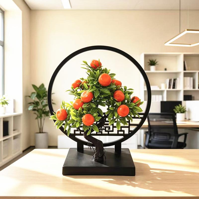 New Chinese Style Screen Divider With Small Fruit Faux Plants For Home Decor And Gifts