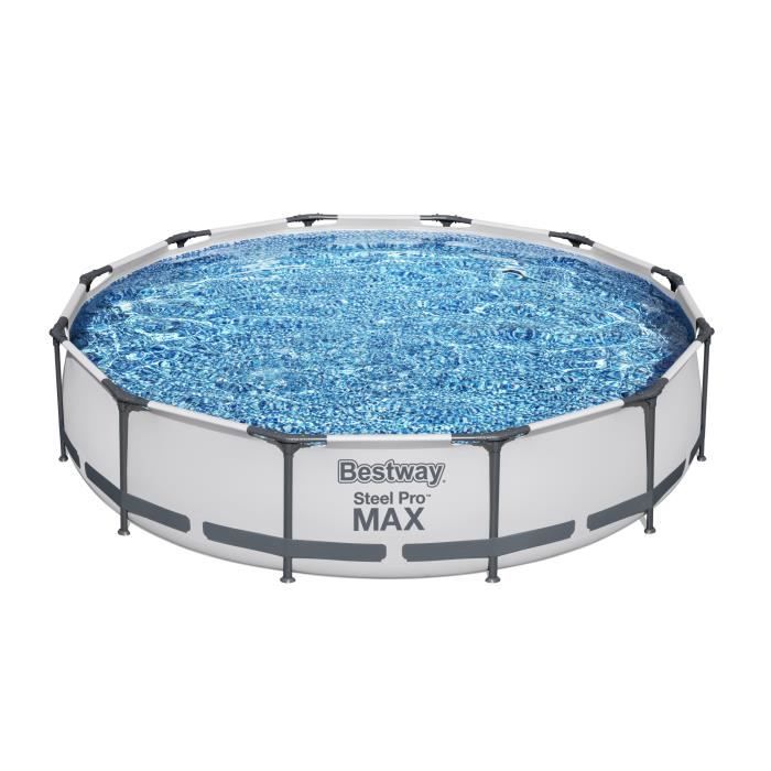 Kit Piscine Hors Sol Tubulaire BESTWAY - Steel Pro Max™ - 366 X 76 Cm - Ronde - (Inclus 1 Pompe De Filtration Et 1 Cartouche)
