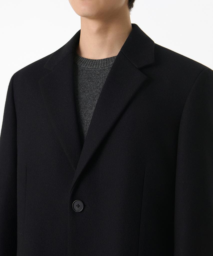 Musinsa Standard Fortex Felt Daddy Shoulder Single Long Coat [Black]