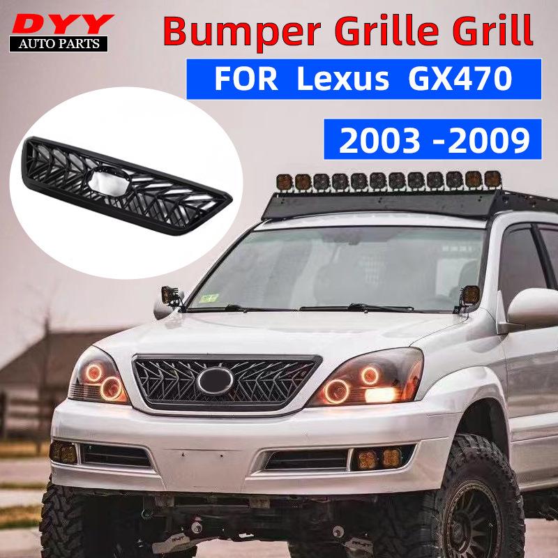 TRD Grille Kit: Compatible with 2003-2009 Lexus GX470, Featuring a Black Grille, Fog Lights, and Headlights.