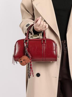 Rote Quadratische Damen-Kissenhandtasche - 2025 Herbst/Winter Koreanische Lässige Schulter-Umhängetasche