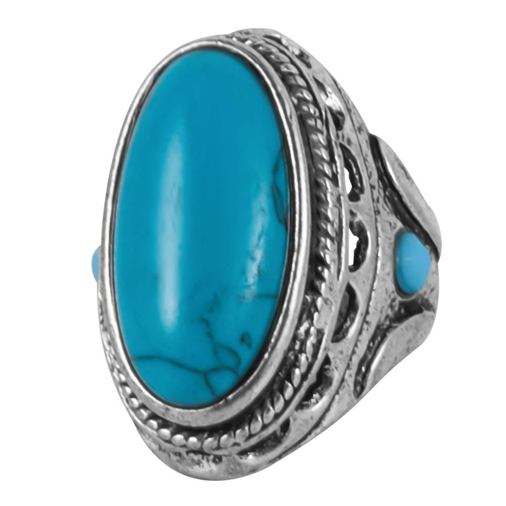 Zinc Zinc Alloy Western Country Ring Antique Vintage Ring Trendy Turquoise Ring  Boys