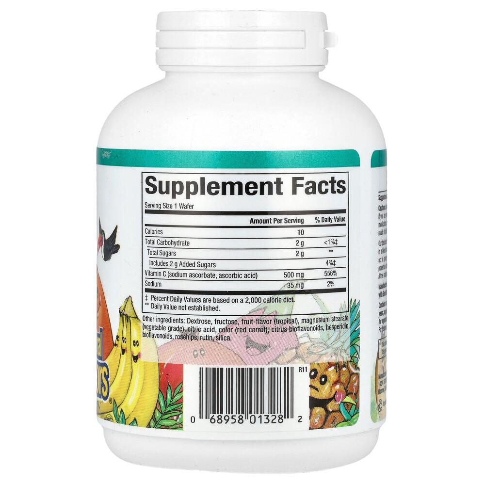 Natural Factors Fruit Flavored Chewable Vitamin C Tropical Flavor 500mg, 90 Wafers