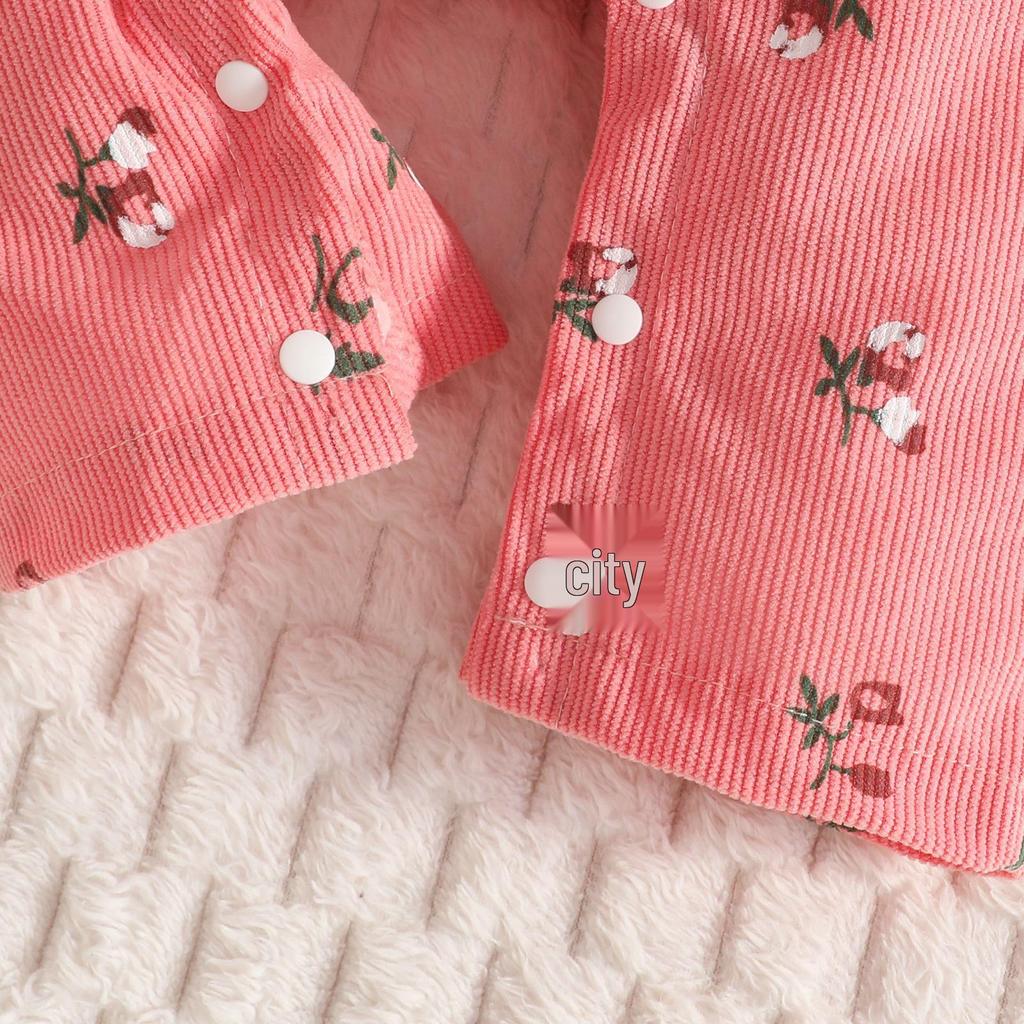 Floral Cat Long Sleeve Suspender Bodysuit & Headband for Baby Girls (0-2 Yrs)