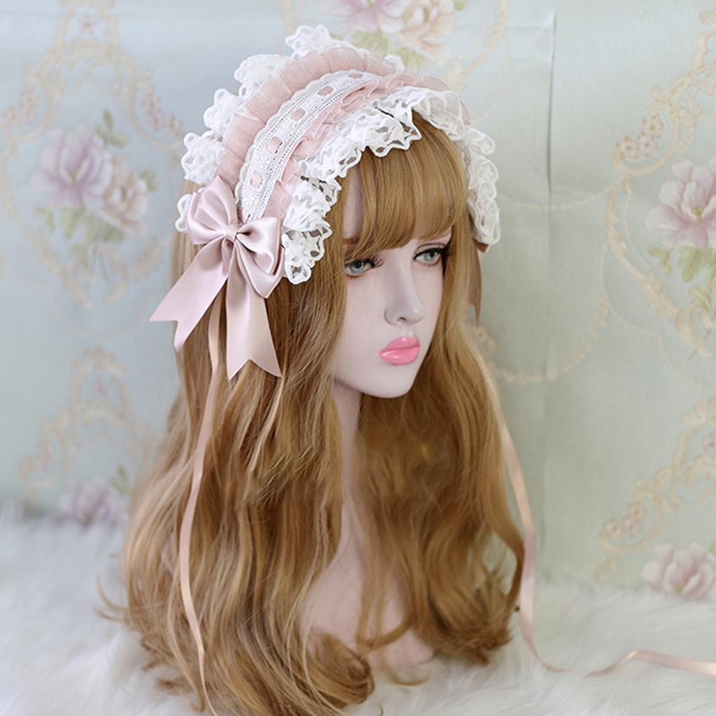 Lolita Maid Cosplay Hair Accessory Headband Japanese Star Lace Ribbon Headdress