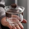 New High Boron Silicon Glass Gaiwan Cup Cover Wooden Heat Insulation Chinese Tea Bowl Tureen Travel Teaware Sets 200ML
