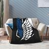 Attack On Titan Logo Blanket Flannel Spring Autumn Multifunction Super Soft Throw Blankets for Home Outdoor Bedspread
