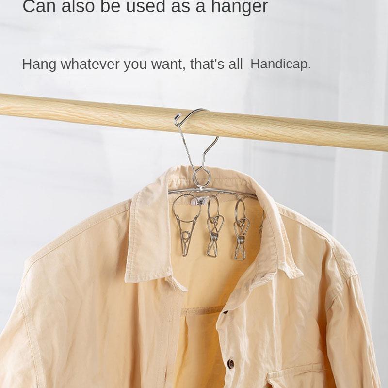 20Pegs Stainless Steel Clothes Drying Hanger Windproof Clothing Rack Clips Sock Laundry Airer Hanger Underwear Socks Holder