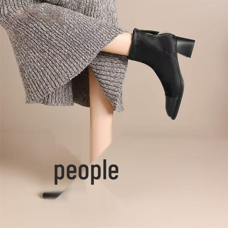 

Square Toe Chunky Heel Ankle Boots for Women - 2025 Autumn/Winter Fashion, Slimming & Versatile Comfort 39
