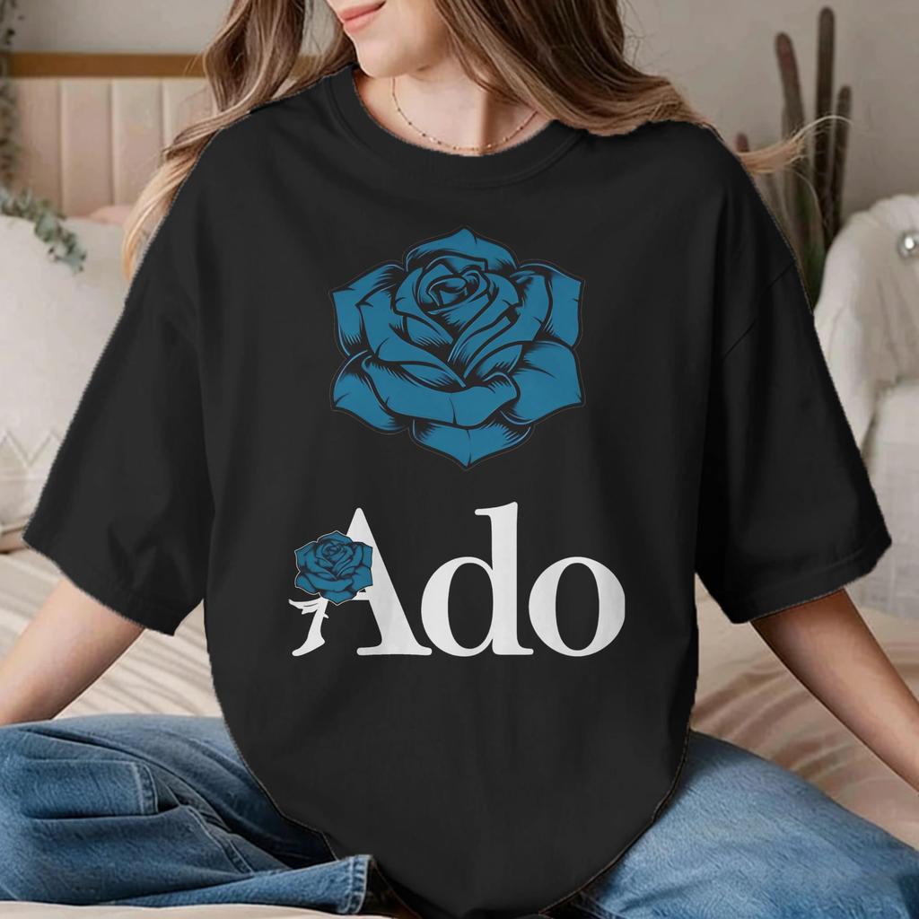 Unisex Unisex Tshirt Ado Blue Rose Vintage 100 Cotton Tees Short Sleeve Goth Jrock Aesthetic T Shirt Crewneck Clothing Classic