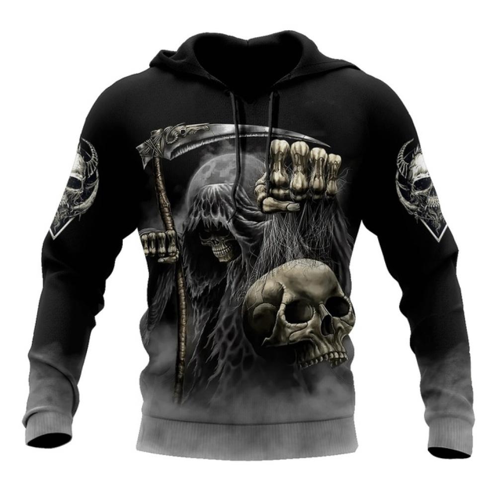 Holloween Gothic Skull Print Five Finger Death Punch Hoodies Mens Punk Hip Hop Hooded Sweatshirt Cool Streetwear Pullover Autumn