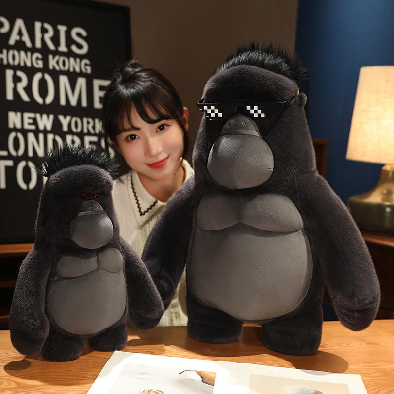 Bai Fen Bai Dolls And Toys Black Simulation Gorilla Doll Plush Toy Little Monkey Doll Children Accompany Soothing Doll