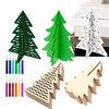 3D Unvollendetes Weihnachtsbaum-Silhouetten-Bastelset Holz-Weihnachtsbaum-Silhouette DIY Holzausschnitt Baum mit Buntstift-Set