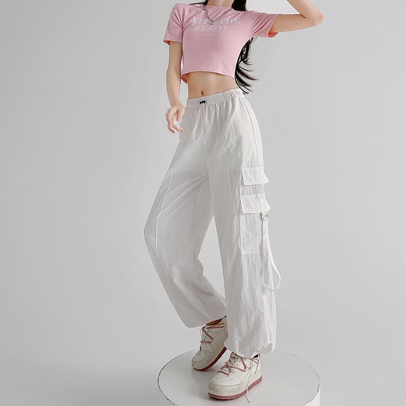 Summer Women's New Drape and Thin Informal Sweatpants Straight American Sports Wide-leg Pants