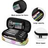 Pen Case High Capacity Strong Polyester Fabric Zipper Closure with Mesh Pocket Removable Divider and Pen Slots for Classroom Use