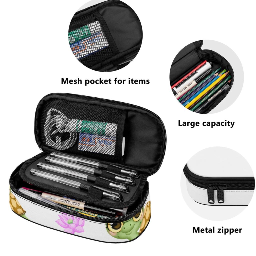 Pen Case High Capacity Strong Polyester Fabric Zipper Closure with Mesh Pocket Removable Divider and Pen Slots for Classroom Use