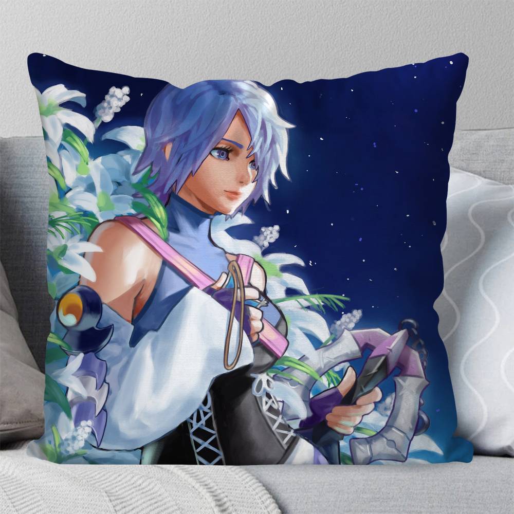 Kingdom Hearts Anime Aqua Pillow Case Fashion Square Pillowcase Bedroom Sofa Room Ins Decoration Leisure