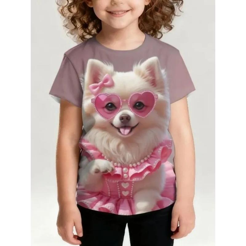 Summer Children's 3D Printed Crew Neck T-Shirt Fashion Versatile Breathable Trend Casual