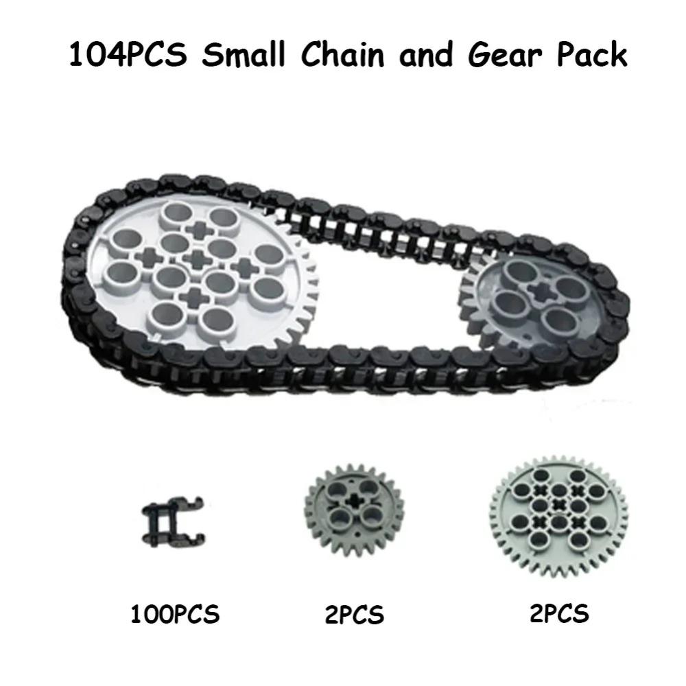 Legoeds-compatible Technical Tracks and Wheels Pack Gears and Axle Set Tank Chain Crawler for 3711 3873 57518 88323 15379 14696
