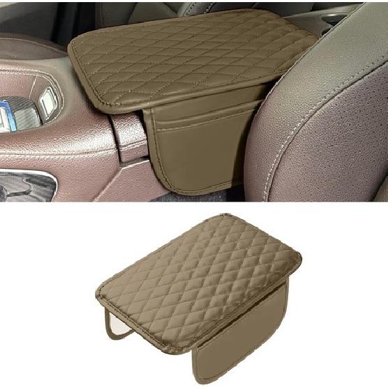 Upgraded Car Center Console Cover, Microfiber Leather Car Armrest Cover Beige