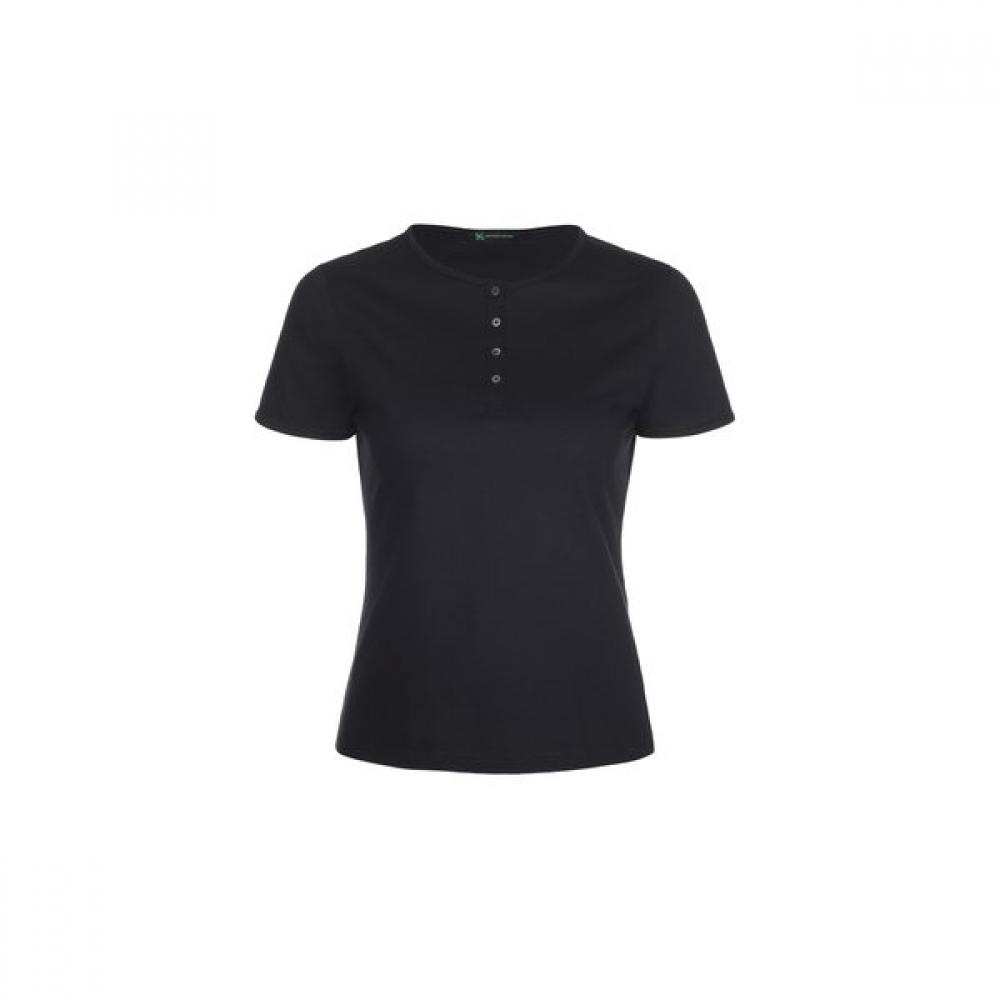 Bermudagrass Shell BuTTon Henry Neck SilkeT T shirT Black M