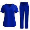 Top da Lavoro da Donna a Maniche Corte con Scollo a V e Tasche Set Uniforme per Caregiver