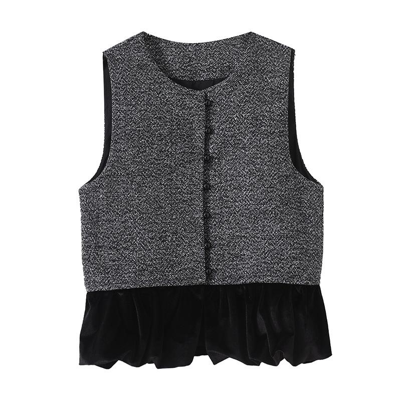 

Жилет без рукавов с высокой талией и тонкими сверкающими пайетками для женщин 2025 ранняя весна французский темперамент контрастный топ-жилет XL [Recommended 112-62.5kg]