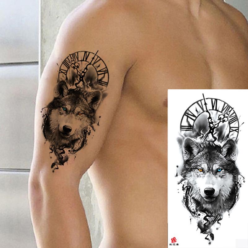 Vodotělná dočasná tetování pro muže ženy zvíře lev tygr medvěd tetovací nálepky vlk koruna body art paže falešné tetování