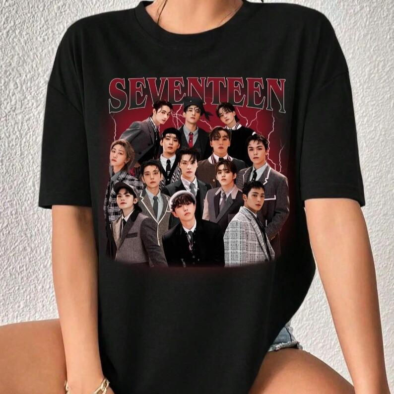 Ретро футболка с графикой Seventeen Kpop, Футболка Seventeen World Tour New_ 2026, Футболка Seventeen Happy Burstday, Футболка члена Seventeen Nana Tour 4XL