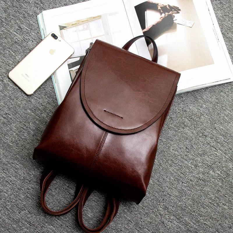 Genuine Leather Women Backpack Rucksack Cross Body Bag Book School Lady Cowhide Female Daypack Messenger Shoulder Bags Knapsack