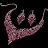 3Pcs Purple Necklace Earring Set Water Drop Shape Crystal Jewelry Set  Gifts